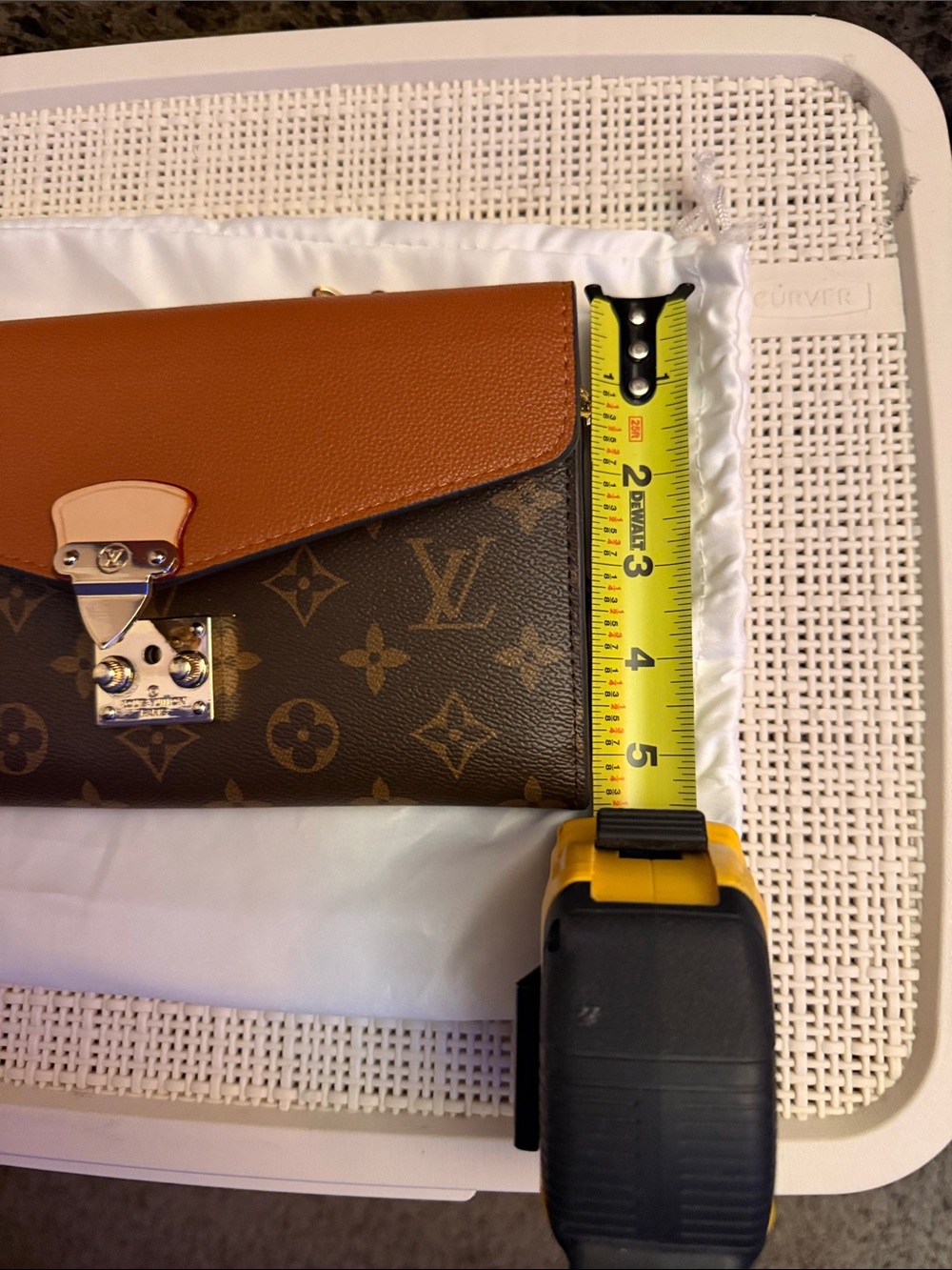 Brown Monogram Crossbody with Gold Chain - Picture 9 of 14